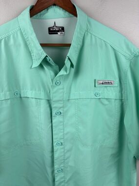 Habit Shirt Mens XL Green Solar-Factor UPF 40 Vented Fishing Short Sleeve